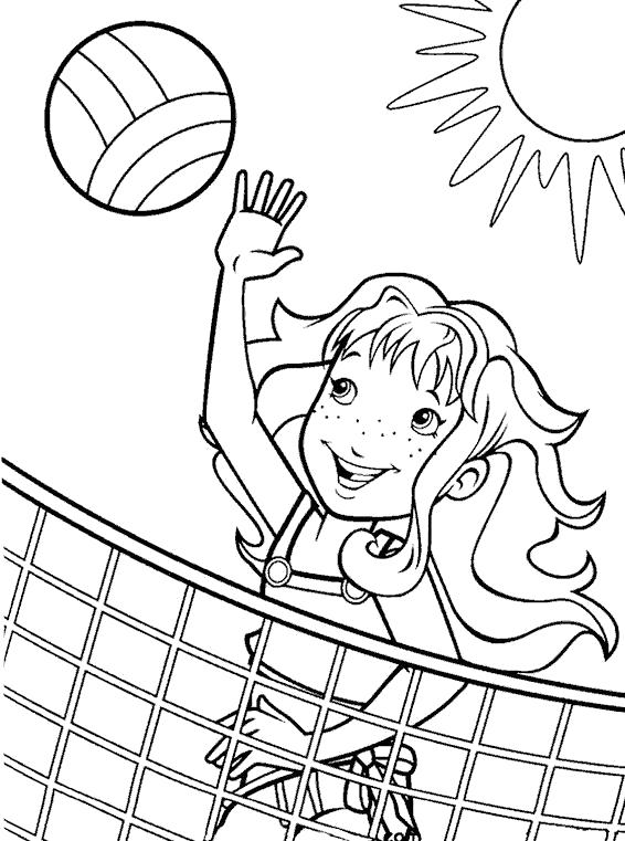Раскраска девочка бьет по мячу, девочка и мяч, девочка играет в волейбол. Волейбол