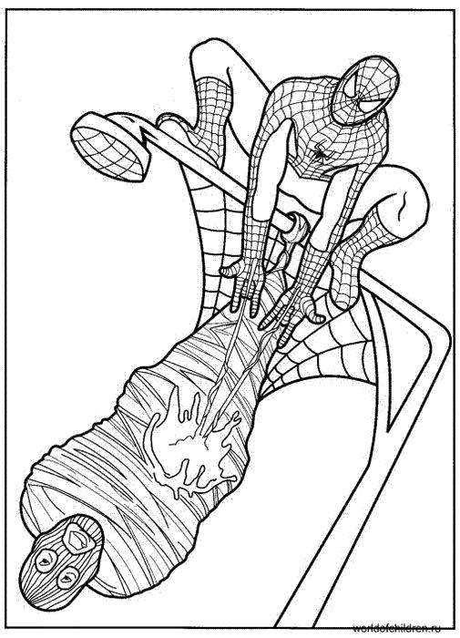 Название: Раскраска Раскраска Человек паук сделал кокон. Категория: Человек Паук. Теги: Человек Паук.