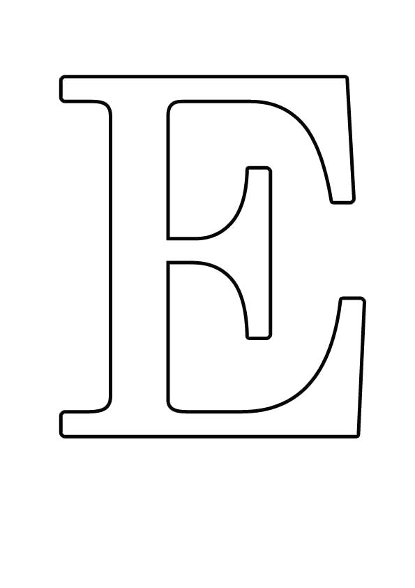 Раскраска Большие буквы английского алфавита, Буква Ee. Скачать буквы.  Распечатать буквы