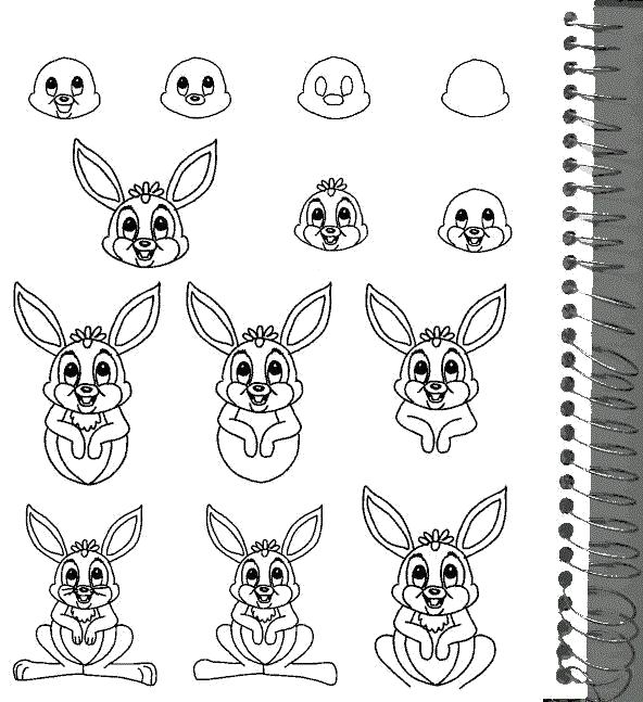 Раскраска Как нарисовать зайца. Скачать .  Распечатать Учимся рисовать