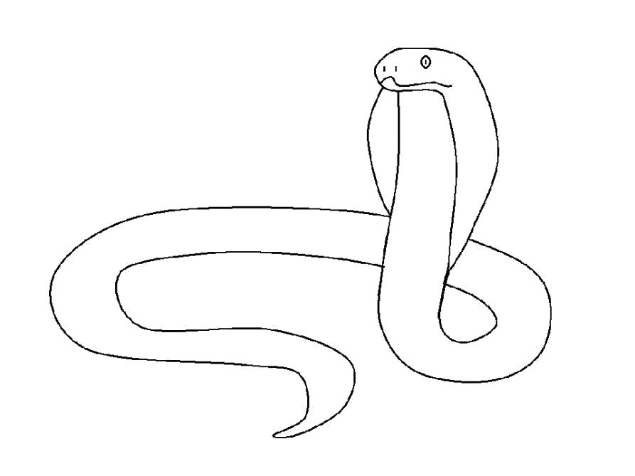 Раскраска Раскраска Змея детская. Контур змеи для вырезания. Змея