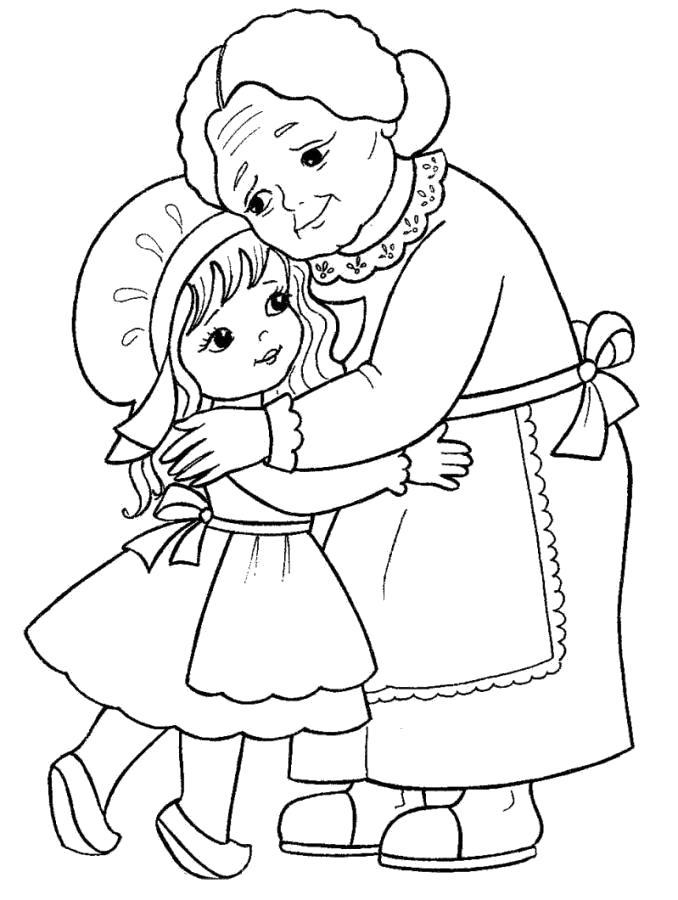 Раскраска Бабуля с внучкой. 