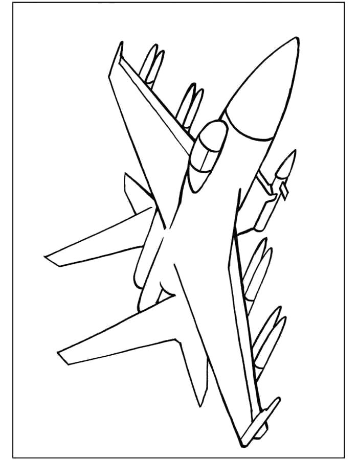 Раскраска Самолёт, Су 24, самолет вооружения. Скачать самолет.  Распечатать самолет