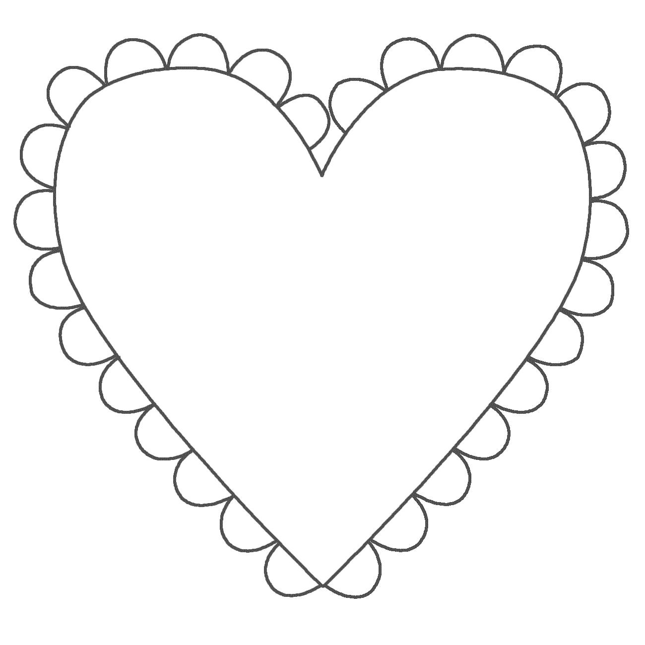 Раскраска  шаблоны сердечек для вырезания  сердечко с кружевом для вырезки из бумаги, для творчества детей. Скачать сердечко.  Распечатать сердечко