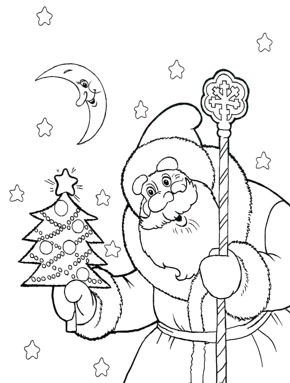 Название: Раскраска дед мороз держит елку в руках. Категория: Дед мороз. Теги: дед мороз и елка.