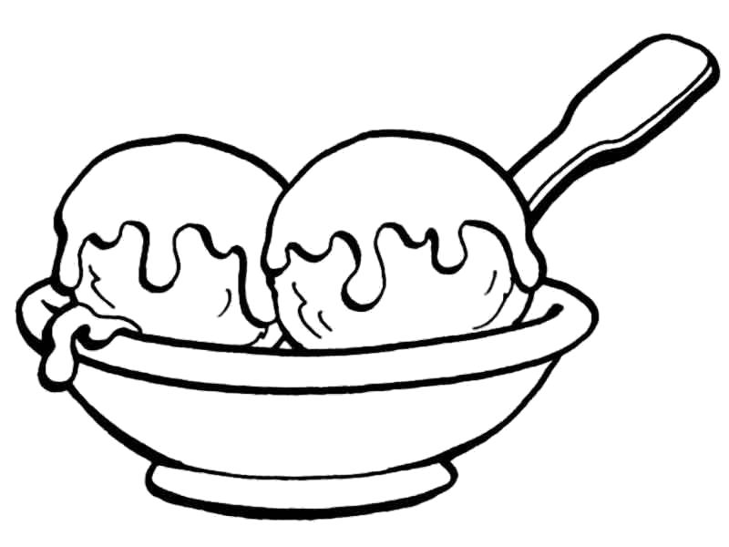 Раскраска Миска для мороженого. посуда