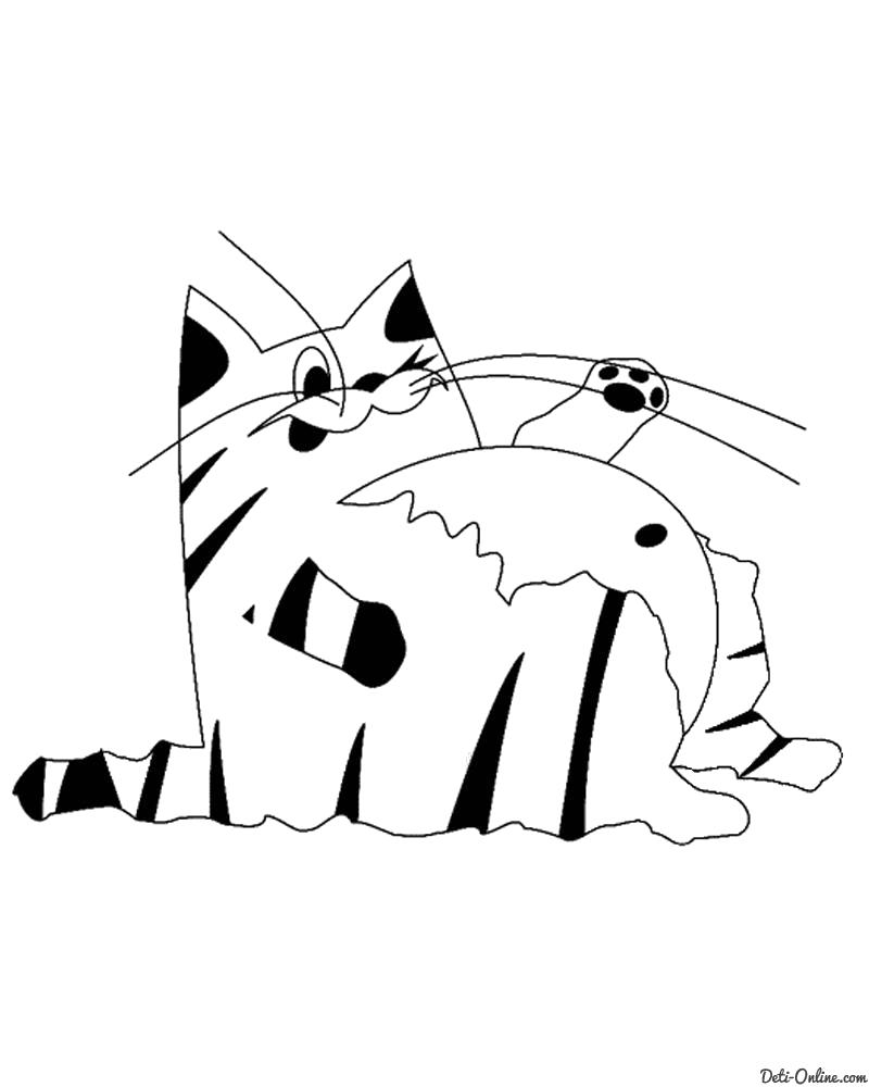 Раскраска  Пузатый котик. Домашние животные