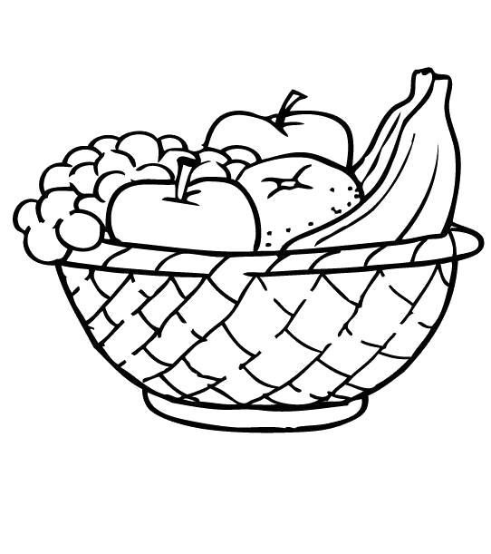 Раскраска Раскраска корзина с фруктами. 