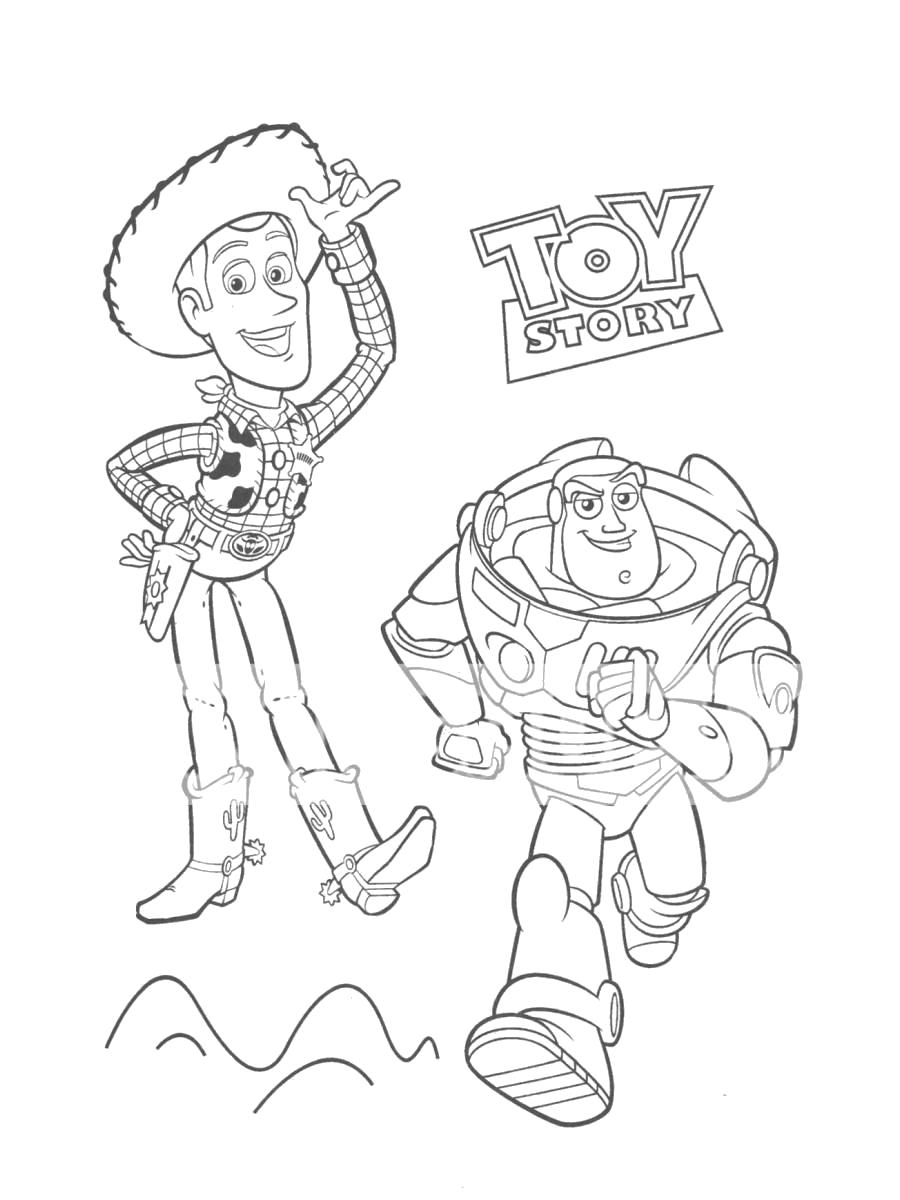 Название: Раскраска Шериф Вуди. Категория: История игрушек. Теги: Вуди, Базз Лайтер.