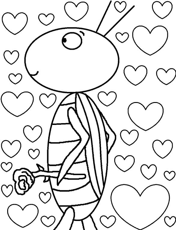 Название: Раскраска влюбленный кузнечик, кузнечик и сердечки, кузнечик с цветочком. Категория: Кузнечик. Теги: Кузнечик.