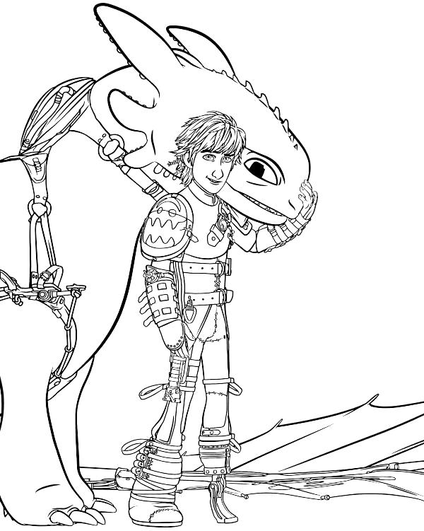 Раскраска Раскраска - Как приручить дракона 2 - Иккинг с Беззубиком. мифические существа