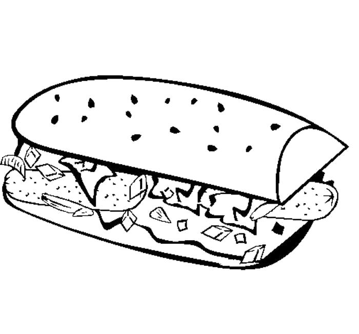 Раскраска Бутерброд. еда