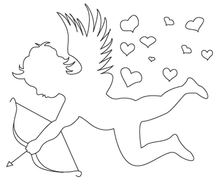 Раскраска Раскраски купидон День Святого Валентина, купидон, ангелочек. мифические существа