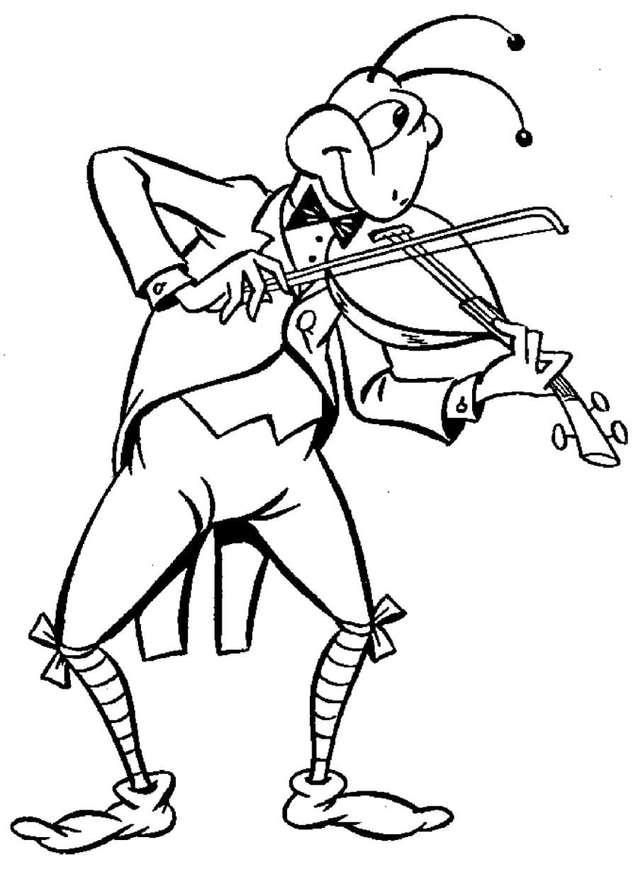Название: Раскраска Симпатичный кузнечик со скрипкой - раскраска . Категория: Кузнечик. Теги: Кузнечик.
