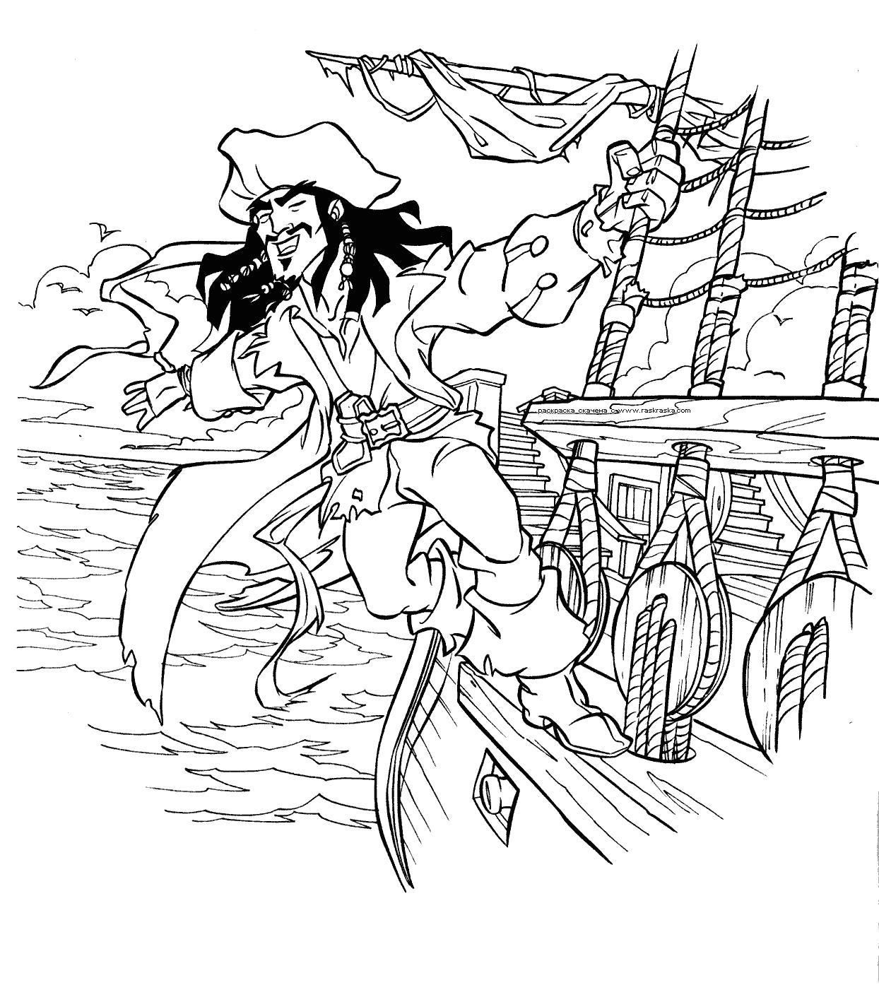Раскраска Раскраски "пираты карибского моря" скачать и распечатать бесплатно. Пират
