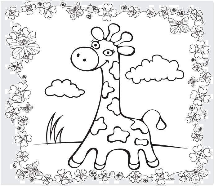 Раскраска Красивая детская  жирафка. Скачать жираф.  Распечатать Дикие животные
