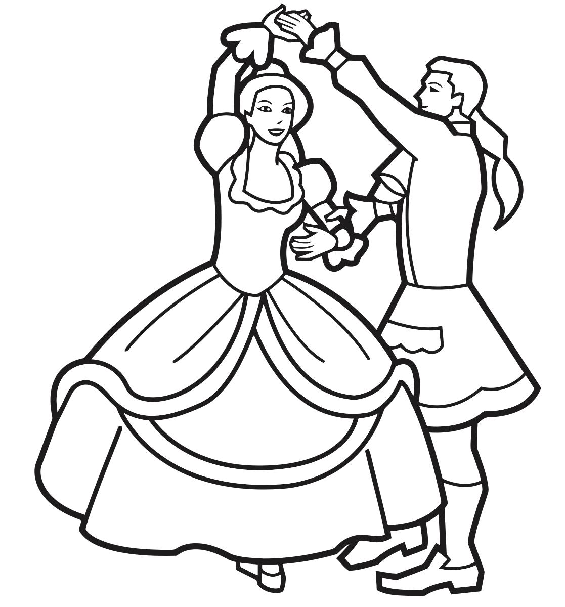 Раскраска Средневековые танцы. 