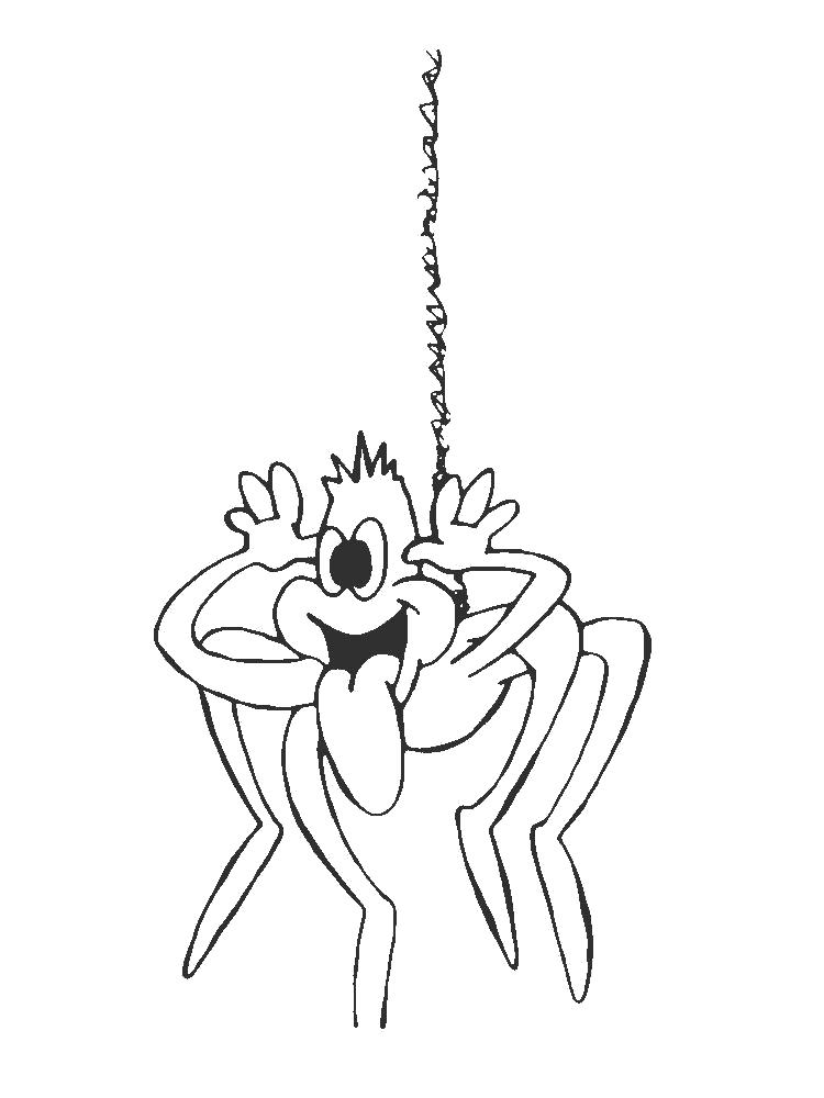 Название: Раскраска Раскраска паук. Веселый паук висит на паутине. Категория: Паук. Теги: Паук.