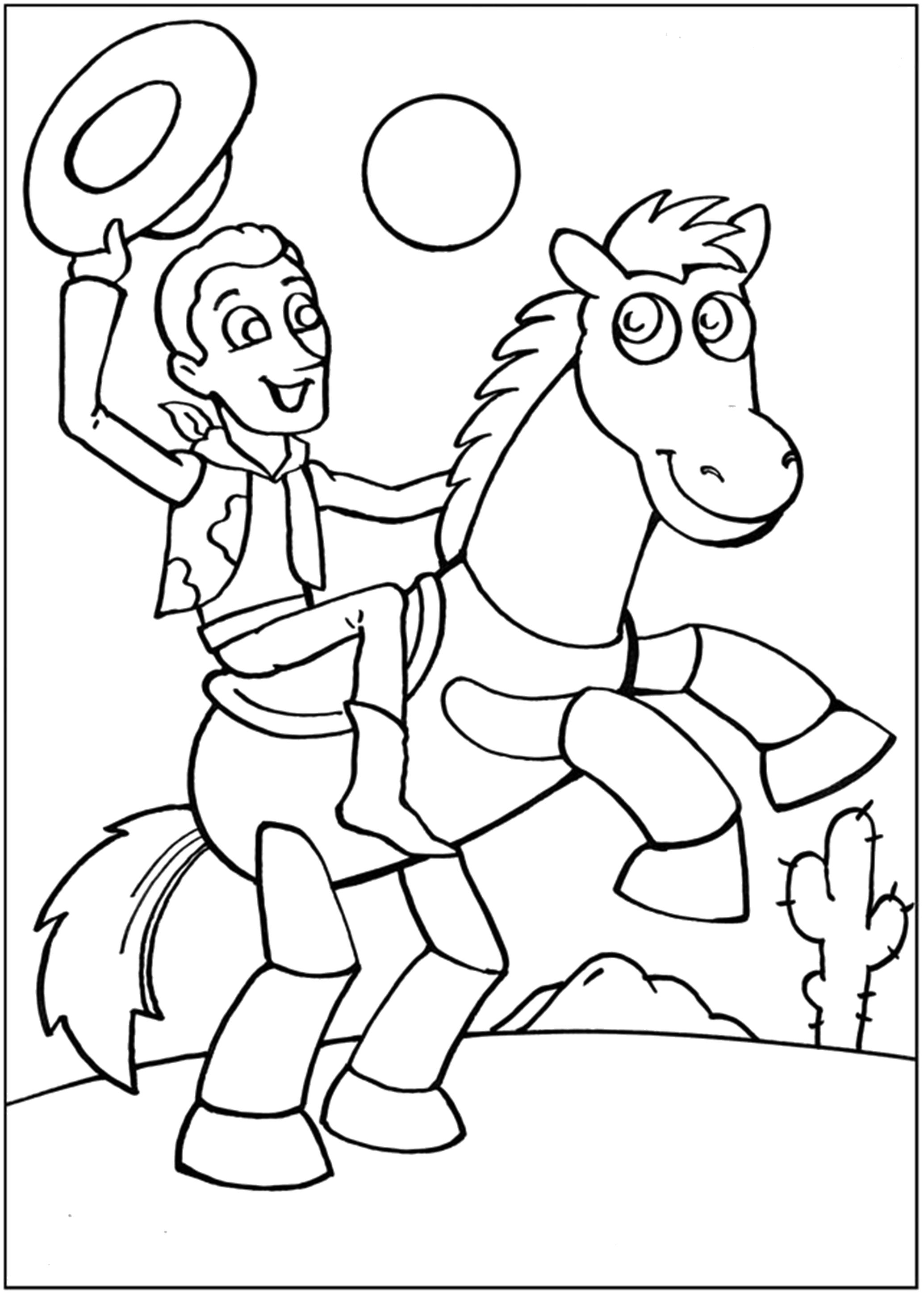 Раскраска Вуди и конь. 