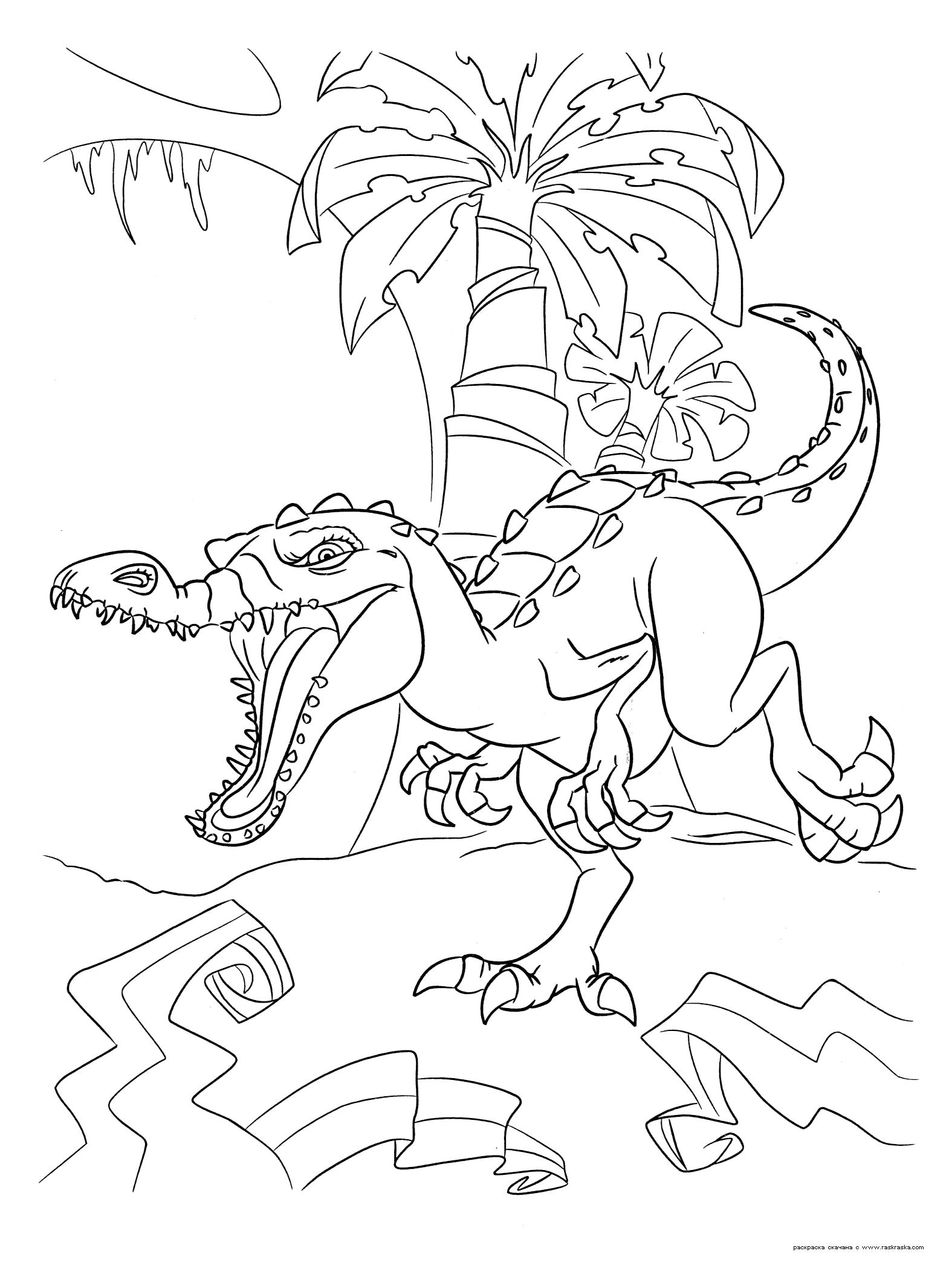 Раскраска  Руди.  Гигантский динозавр Руди, белый барионикс, гроза и ужас джунглей . Скачать динозавр.  Распечатать динозавр
