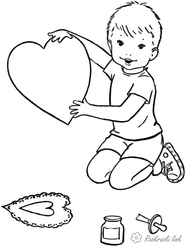 Раскраска Раскраски День святого Валентина День Святого Валентина, открытка, сердце. День святого валентина