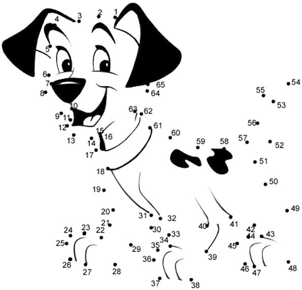Раскраска Собака по цифрам. Цифра