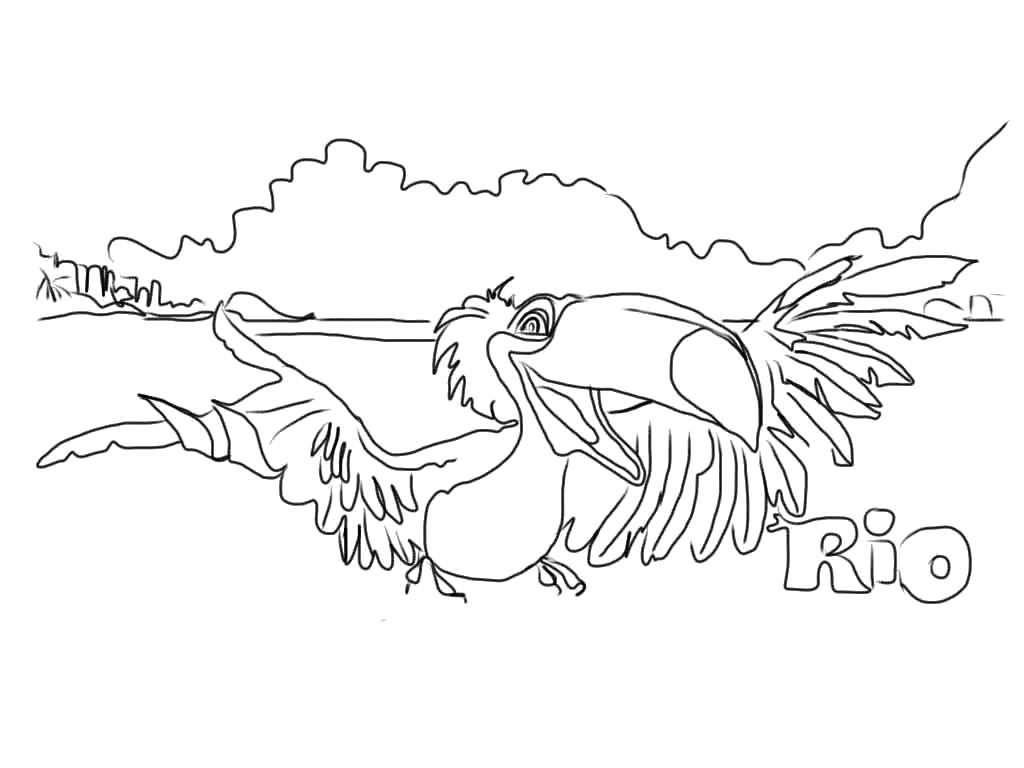 Название: Раскраска попугай Голубчик, Голубой Ары, мульт Рио. Категория: Рио. Теги: Рио.