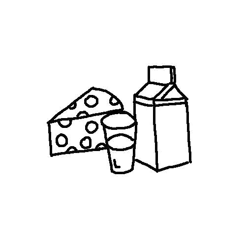 Раскраска  "продукты питания" молоко с сылом. Скачать продукты.  Распечатать продукты