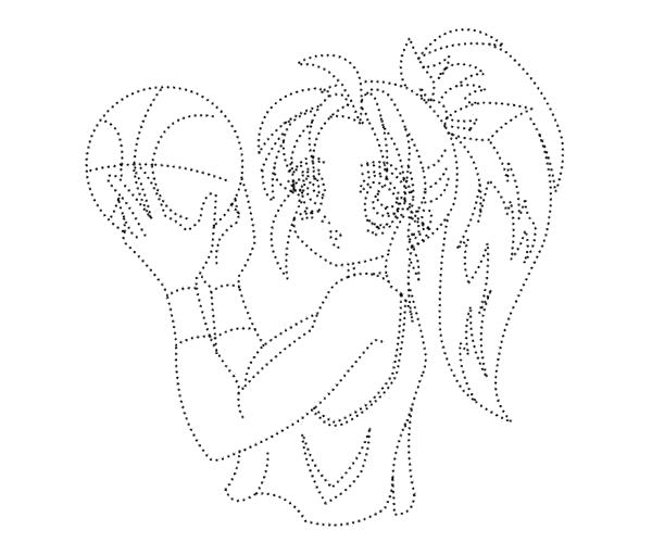 Раскраска Баскетбол, проведи по линиям и раскрась, девушка играет с мячом. Баскетбол