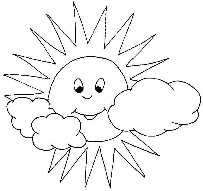 Название: Раскраска Солнце и облачка. Категория: Солнышко. Теги: Солнышко.