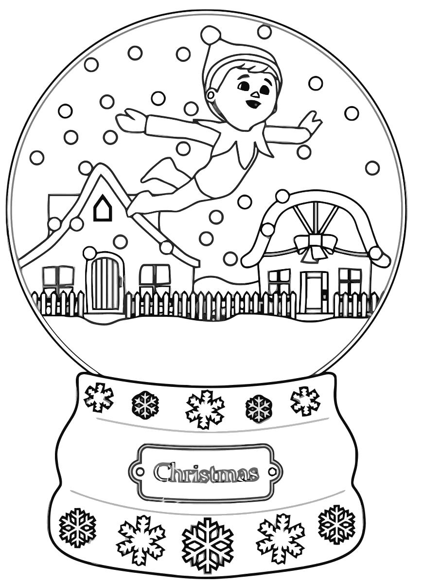 Название: Раскраска новогодняя игрушка, снежный шар, . Категория: . Теги: .