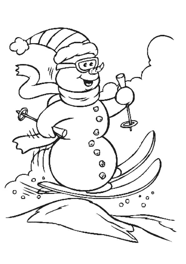 Название: Раскраска Снеговик или Снежная баба?. Категория: Зима. Теги: снеговик, лыжи.