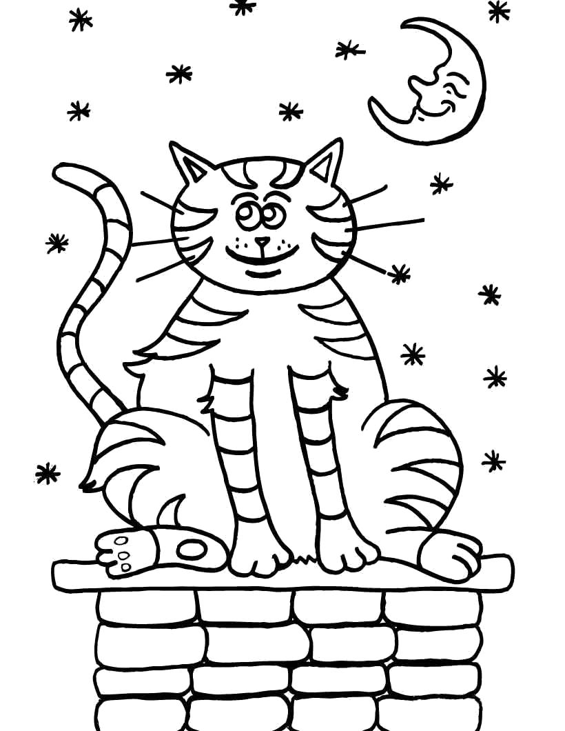 Название: Раскраска Кот на трубе. Категория: Домашние животные. Теги: кот.