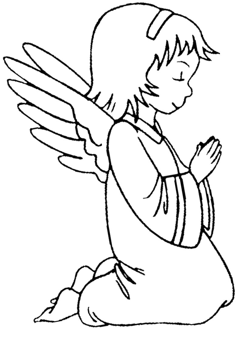 Раскраска Раскрашиваем с ребенком черно-белые картинки ангелочки. мифические существа