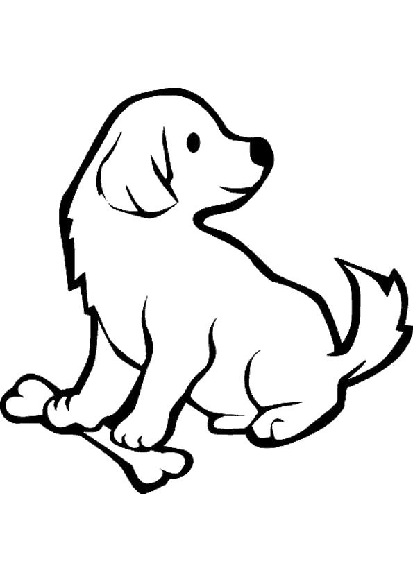 Название: Раскраска щенок с обедом. Категория: Собаки. Теги: Собаки.