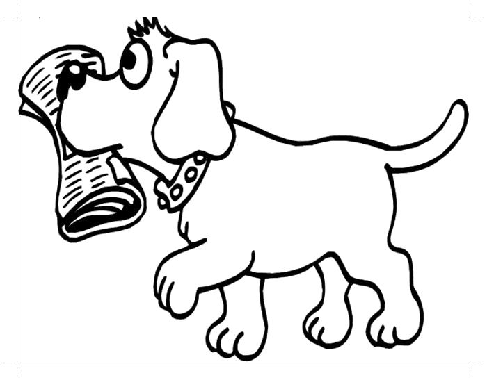 Раскраска Раскраска щенок с газетой. Щенок