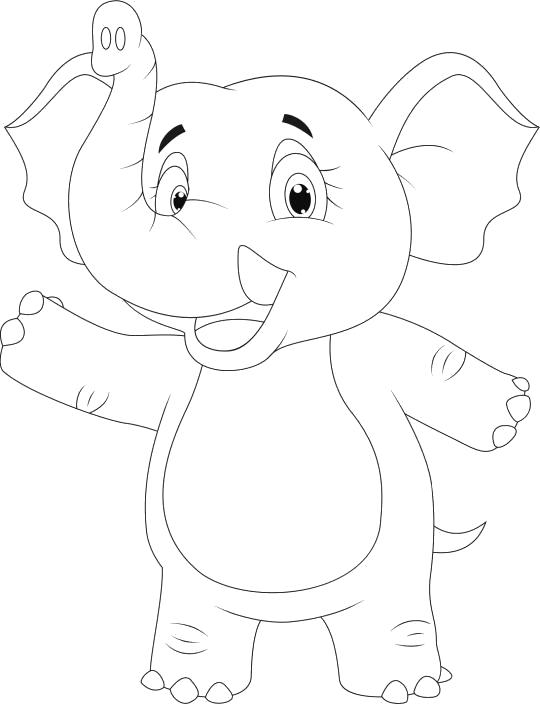 Название: Раскраска слоник стоит на двух лапах. Категория: слон. Теги: слон.