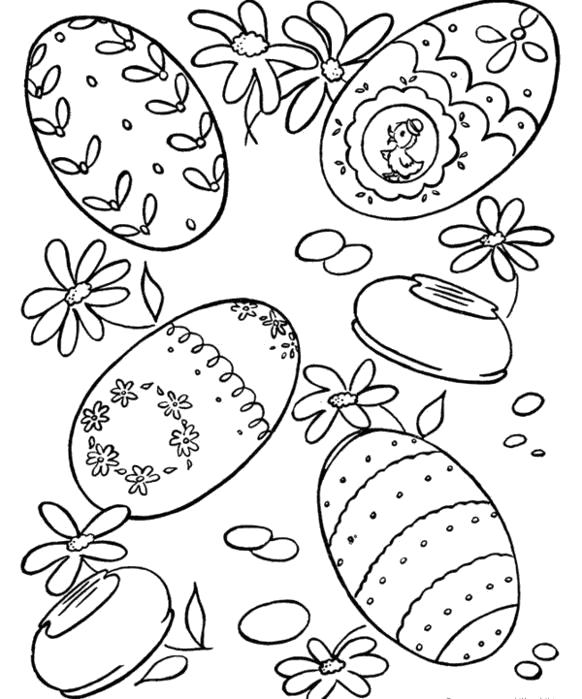 Раскраска яйца, яйца и цветочки. Пасхальные яйца