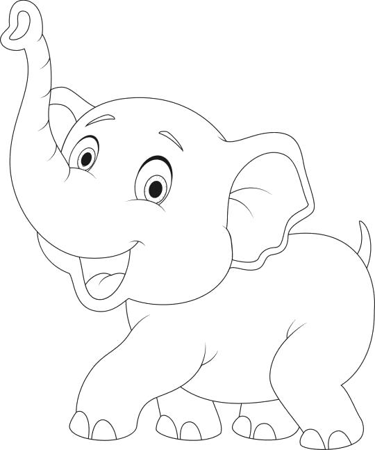 Раскраска слоненок танцует. Скачать слон.  Распечатать слон