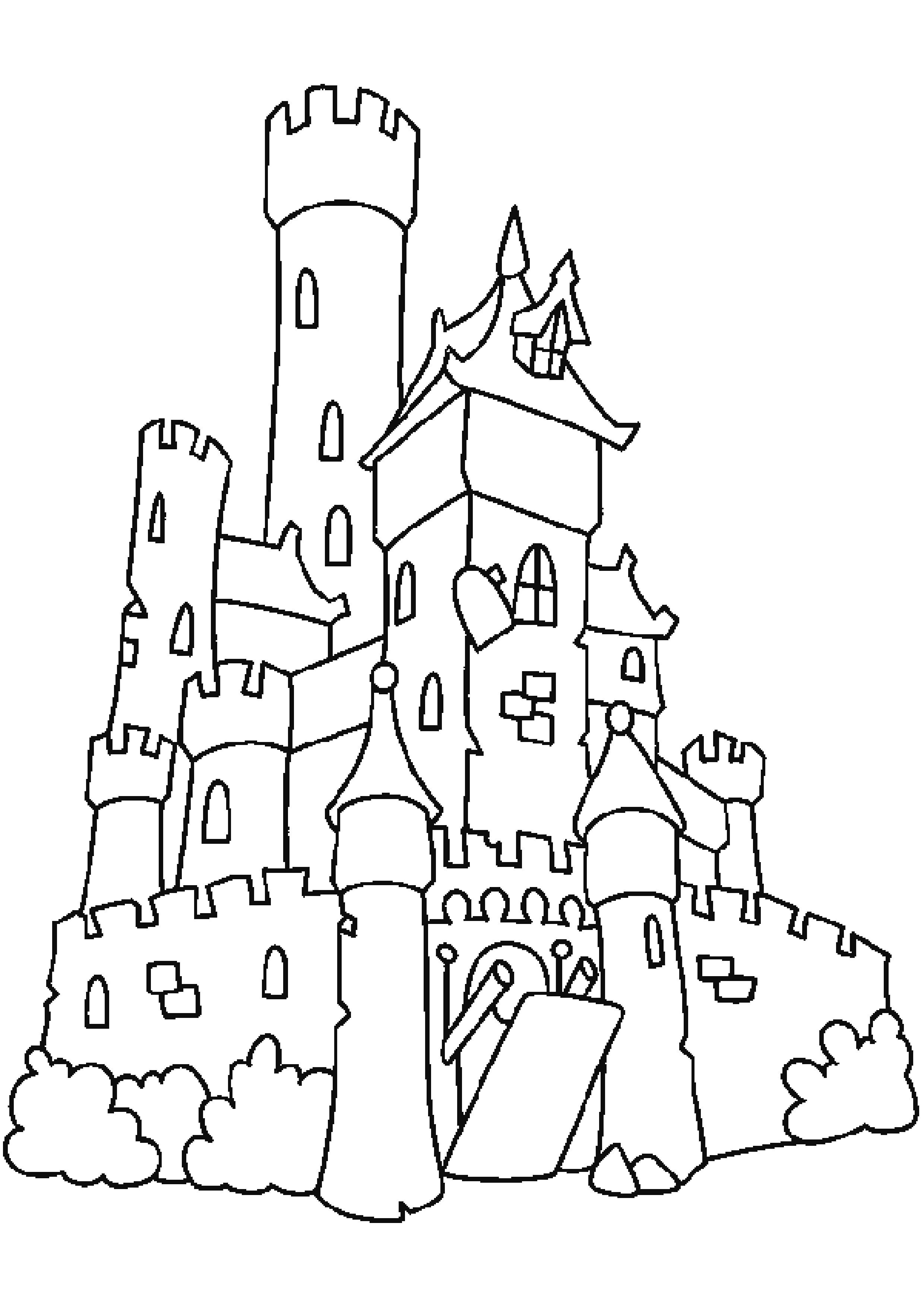 Раскраска средневековый замок. Скачать Замок.  Распечатать Замок