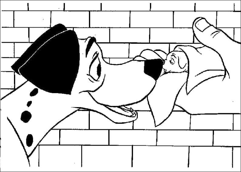 Раскраска  Папа-пес и малыш-щенок. 