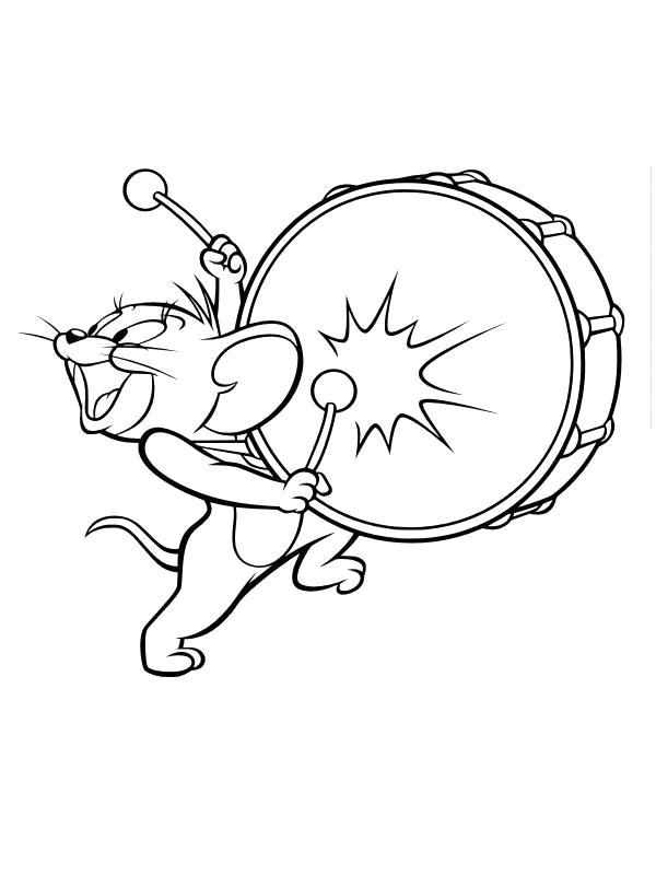 Раскраска  том и джерри мышонок барабанщик. Скачать Том и Джерри.  Распечатать Том и Джерри