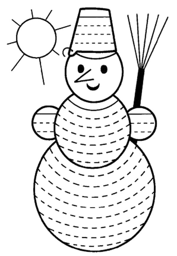 Раскраска штриховка снеговик. Прописи