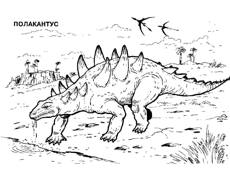 Название: Раскраска Раскраски динозавры, полакантус. Категория: динозавр. Теги: динозавр.