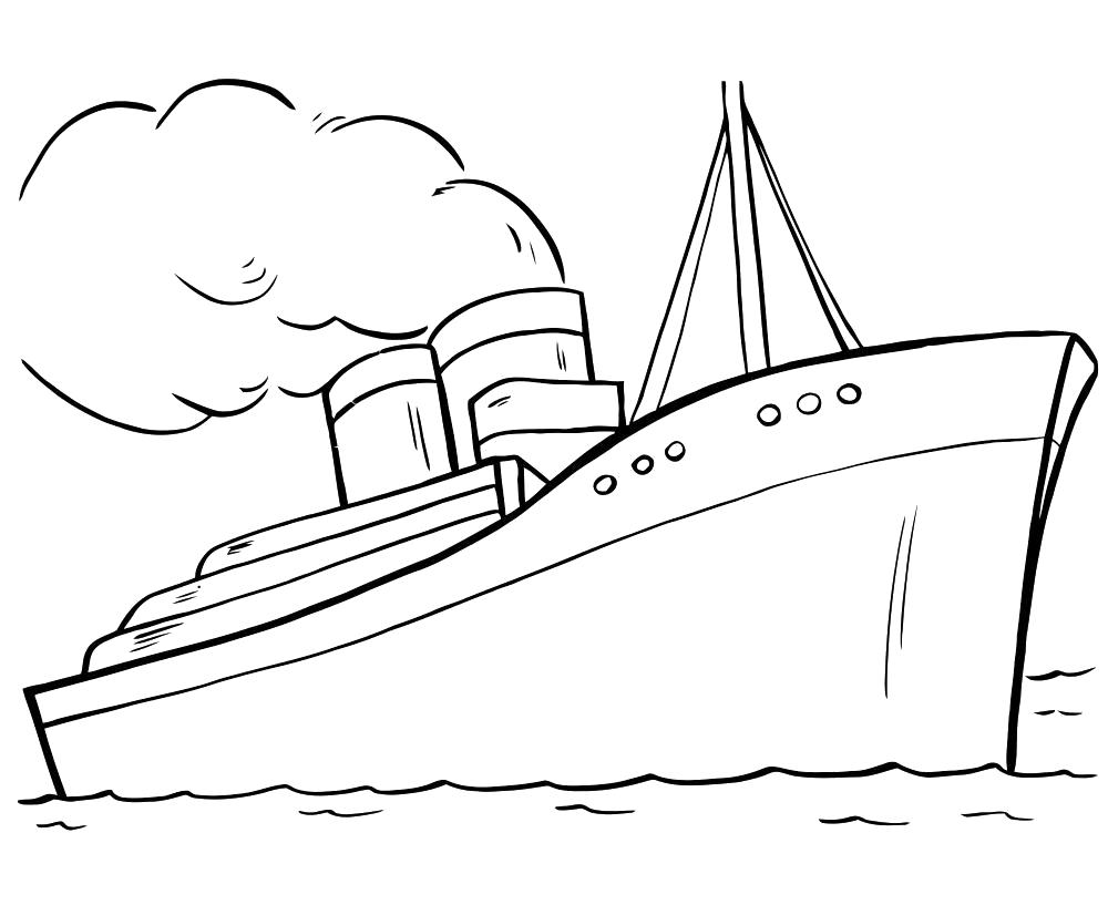 Раскраска Большой Лайнер, пассажирский лайнер. Скачать Кораблик.  Распечатать Кораблик