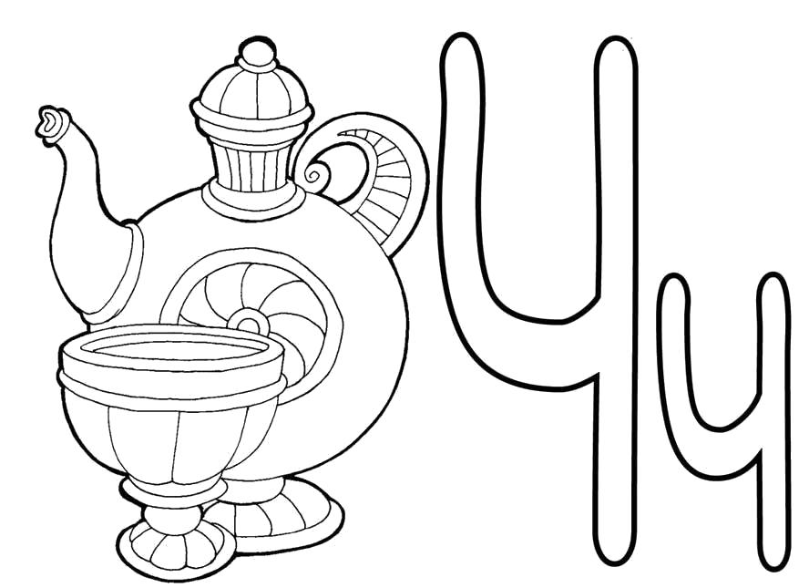 Раскраска Русский алфавит, Буква Ч, Чайник, Чайник с крушкой. Азбука