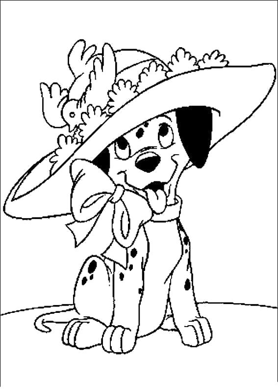 Раскраска Раскраска для детей - 101 далматинец в шапке. 101 далматинец