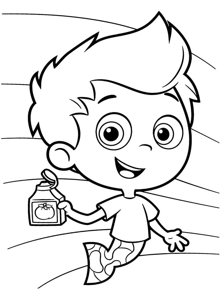 Раскраска Раскрашиваем с ребенком картинки Гуппи и пузырьки. Скачать .  Распечатать 