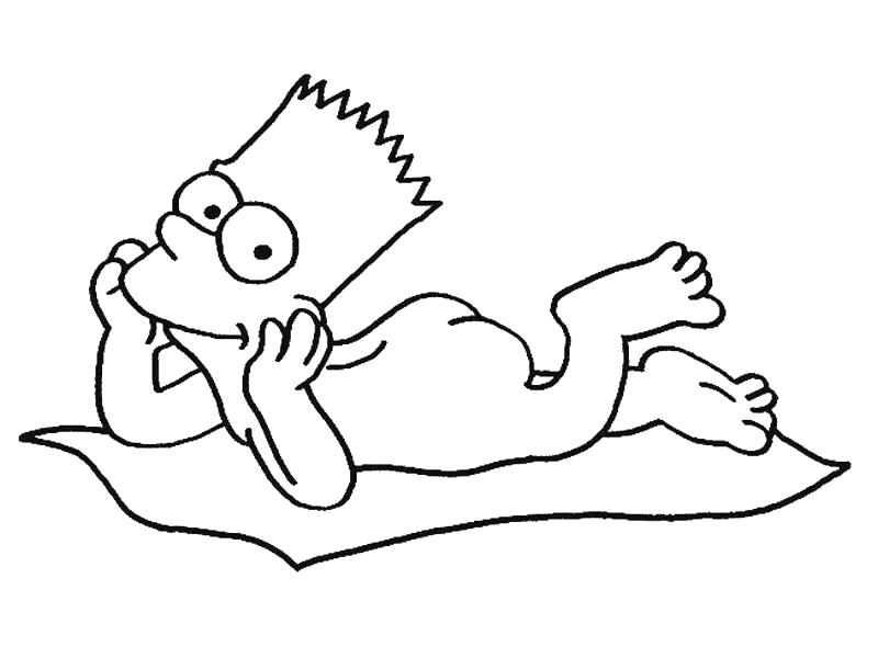 Название: Раскраска Барт загорает. Категория: Симпсоны. Теги: Симпсоны.