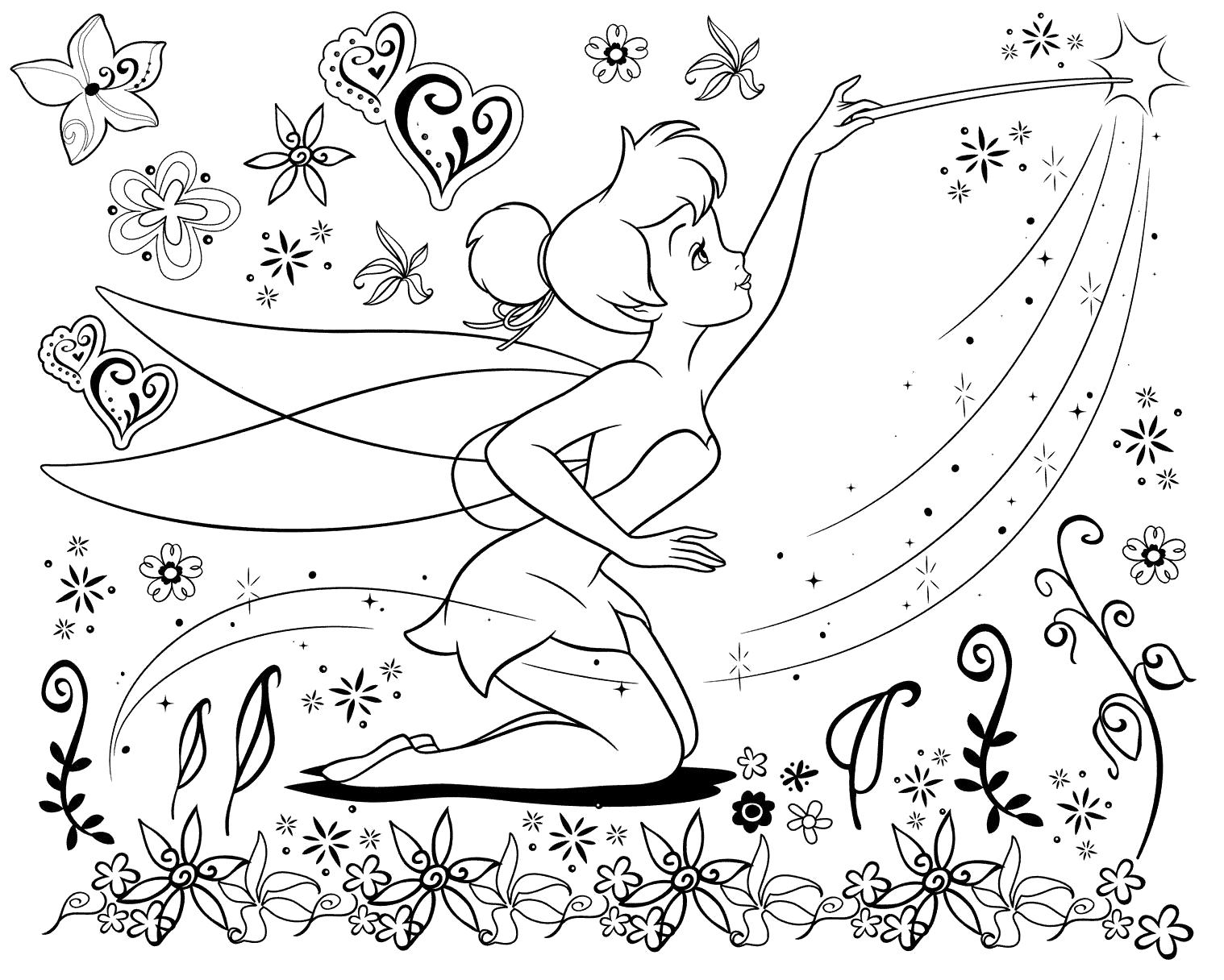 Раскраска картинки, , фея  Tinker Bell . Скачать фея.  Распечатать мифические существа